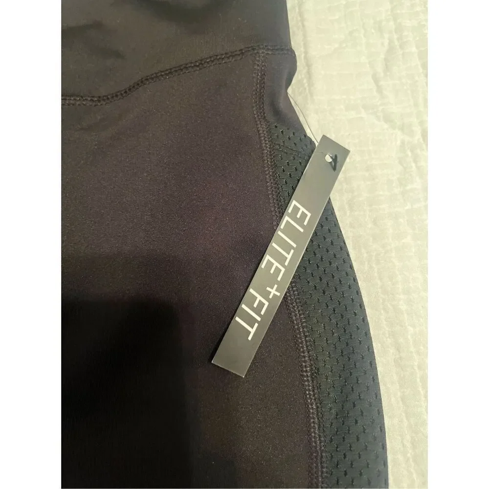 Elite + Fit Black Legging with Mesh Side Pockets NEW NWT
